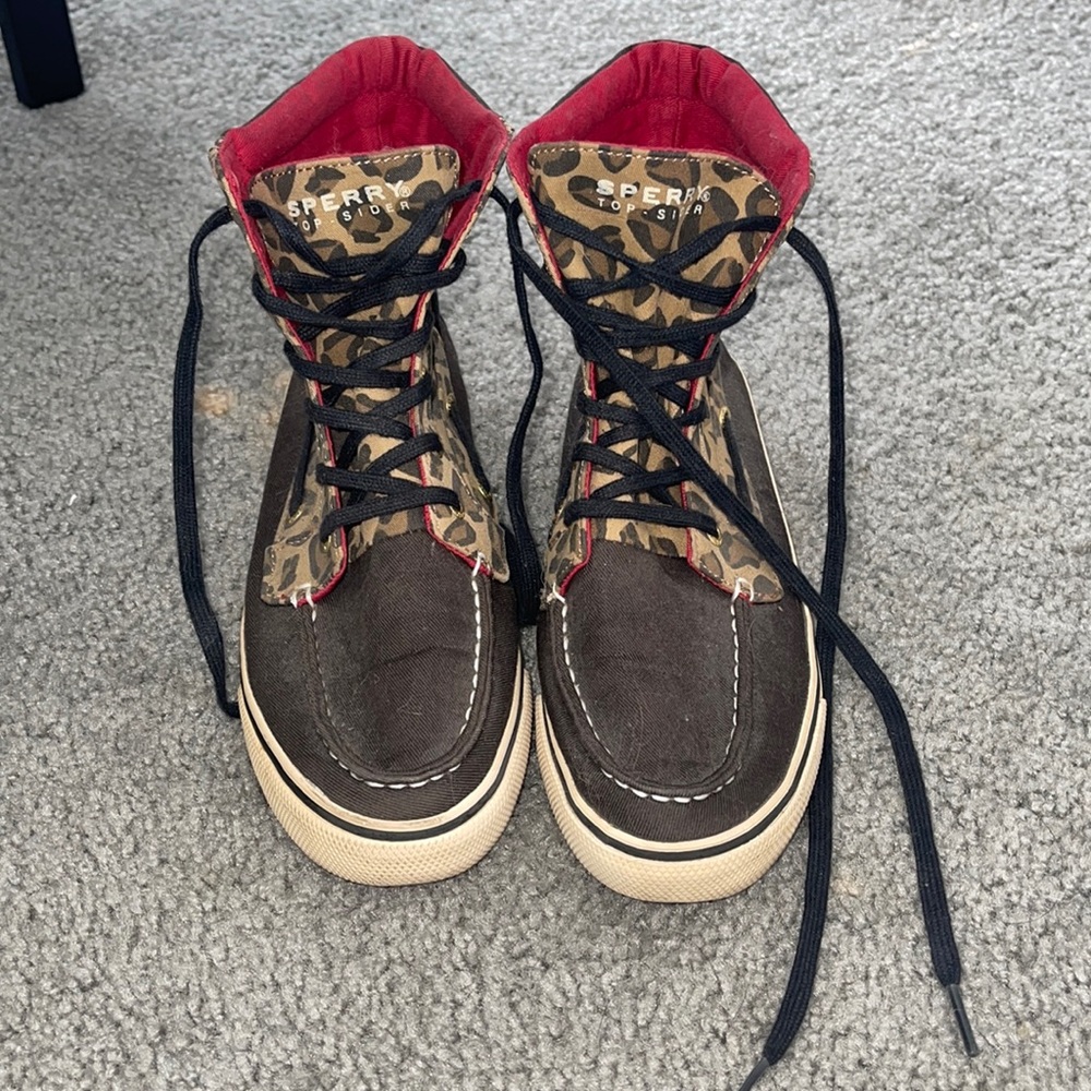 Sperry Cheetah Print High Tops- Sz 6.5